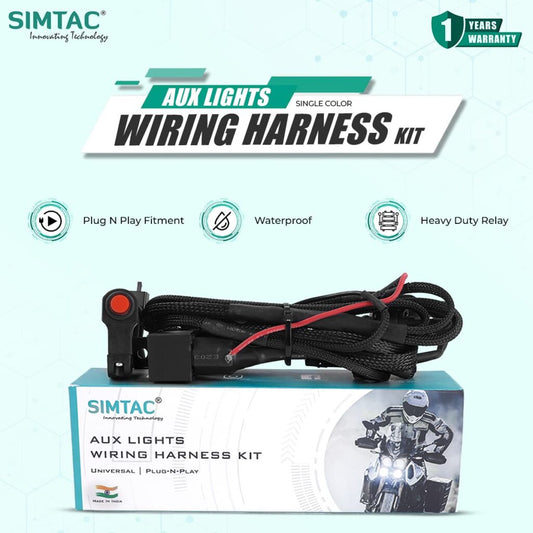Simtac Auxiliary Lights Wiring Harness Kit without Flashing (FLH-1W)