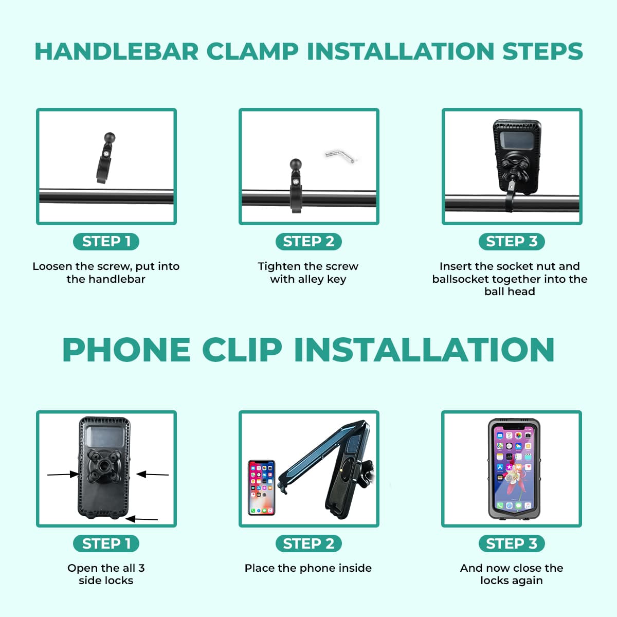 Simtac Maglock waterproof mobile holder with vibration damper (MHWPML-PRO)