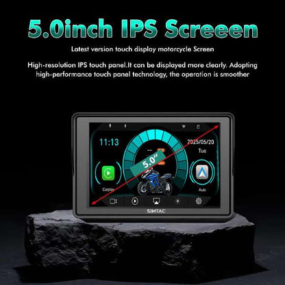 Simtac M4D Motorcycle 5inch Navigation System With Front Rear Camera DVR
