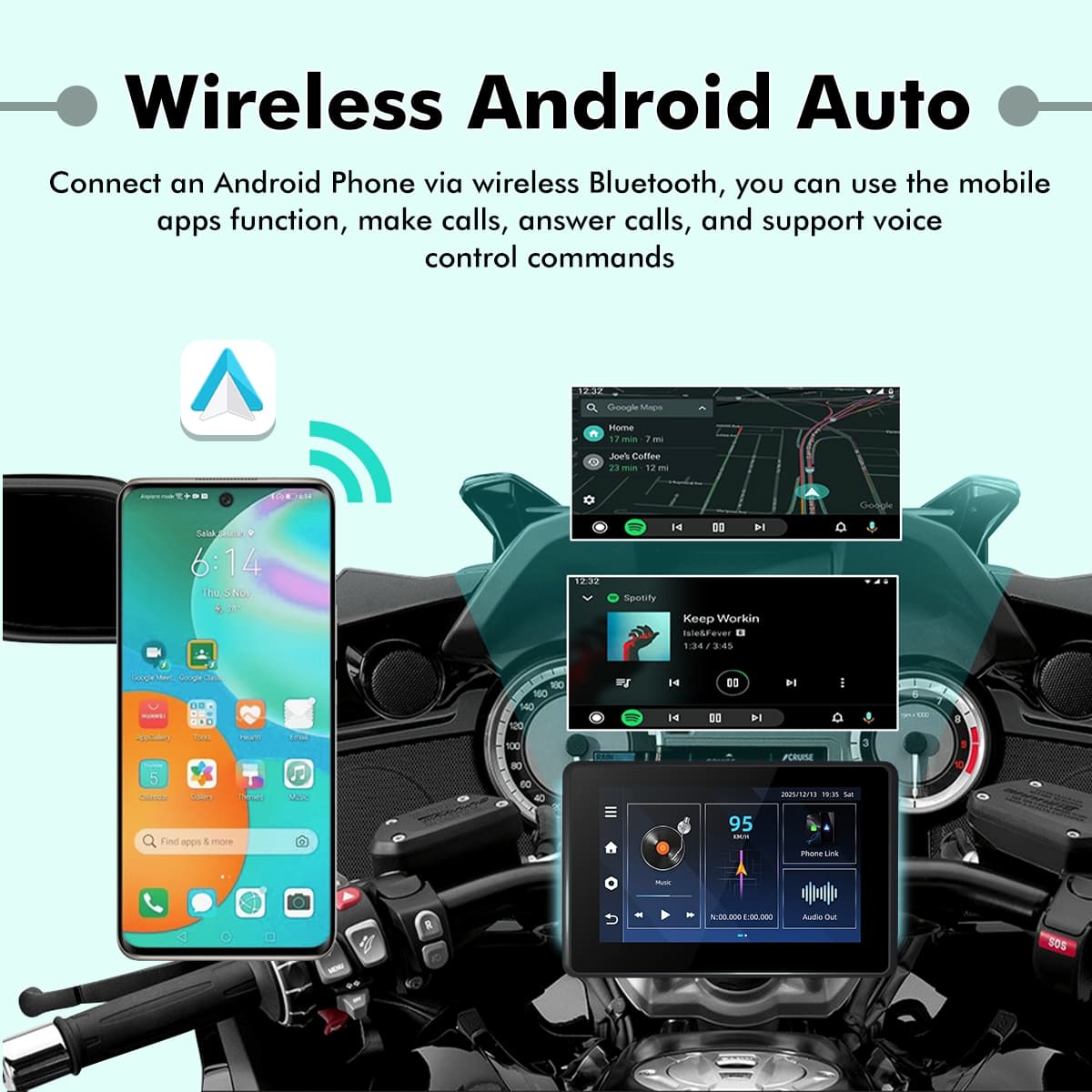 Simtac Motorcycle Android Navigation Screen Smart Navigation Display for Bikes – A5