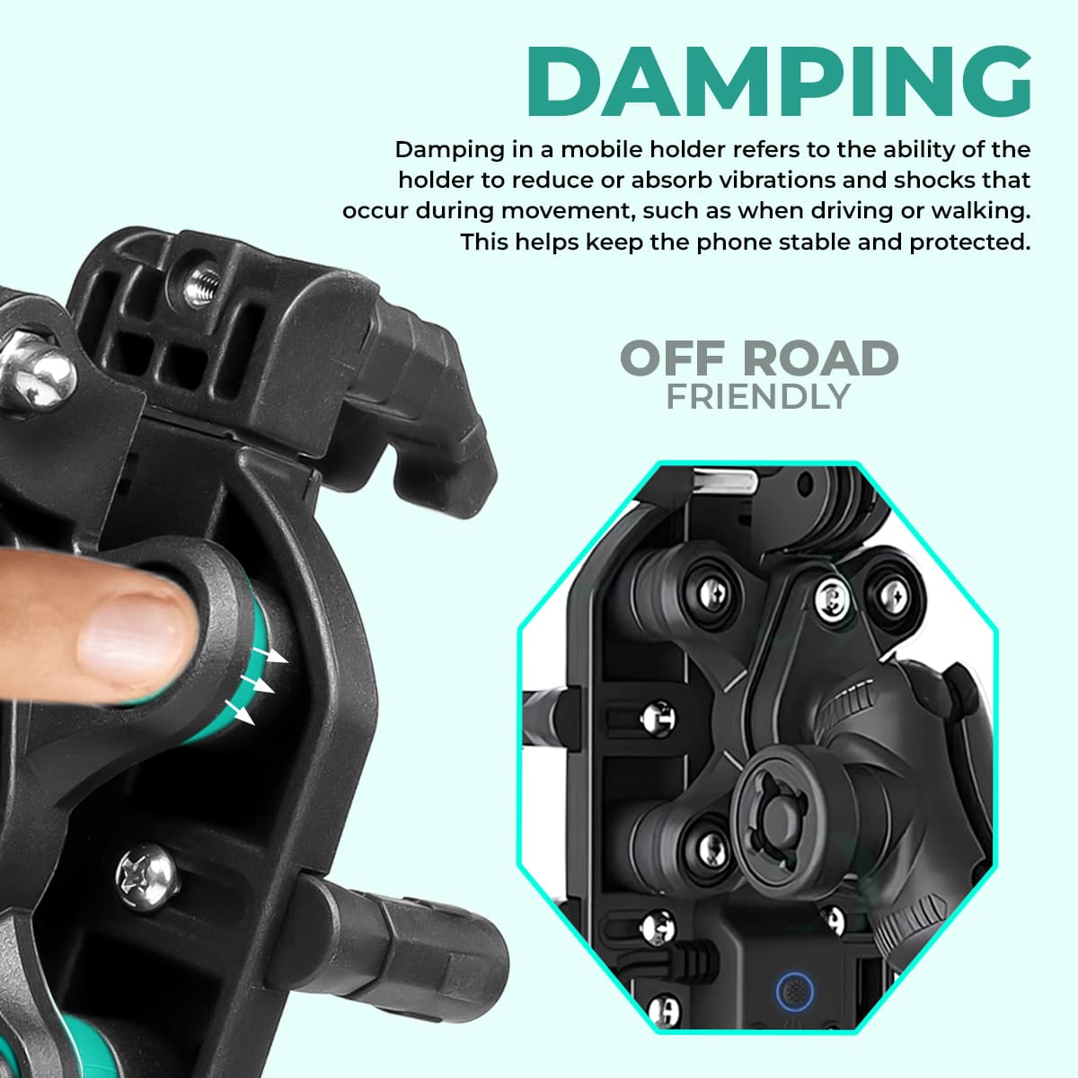Simtac Octo Grip Pro Mobile Holder with Wireless Charging & Vibration Damper (MH03WC-PRO)