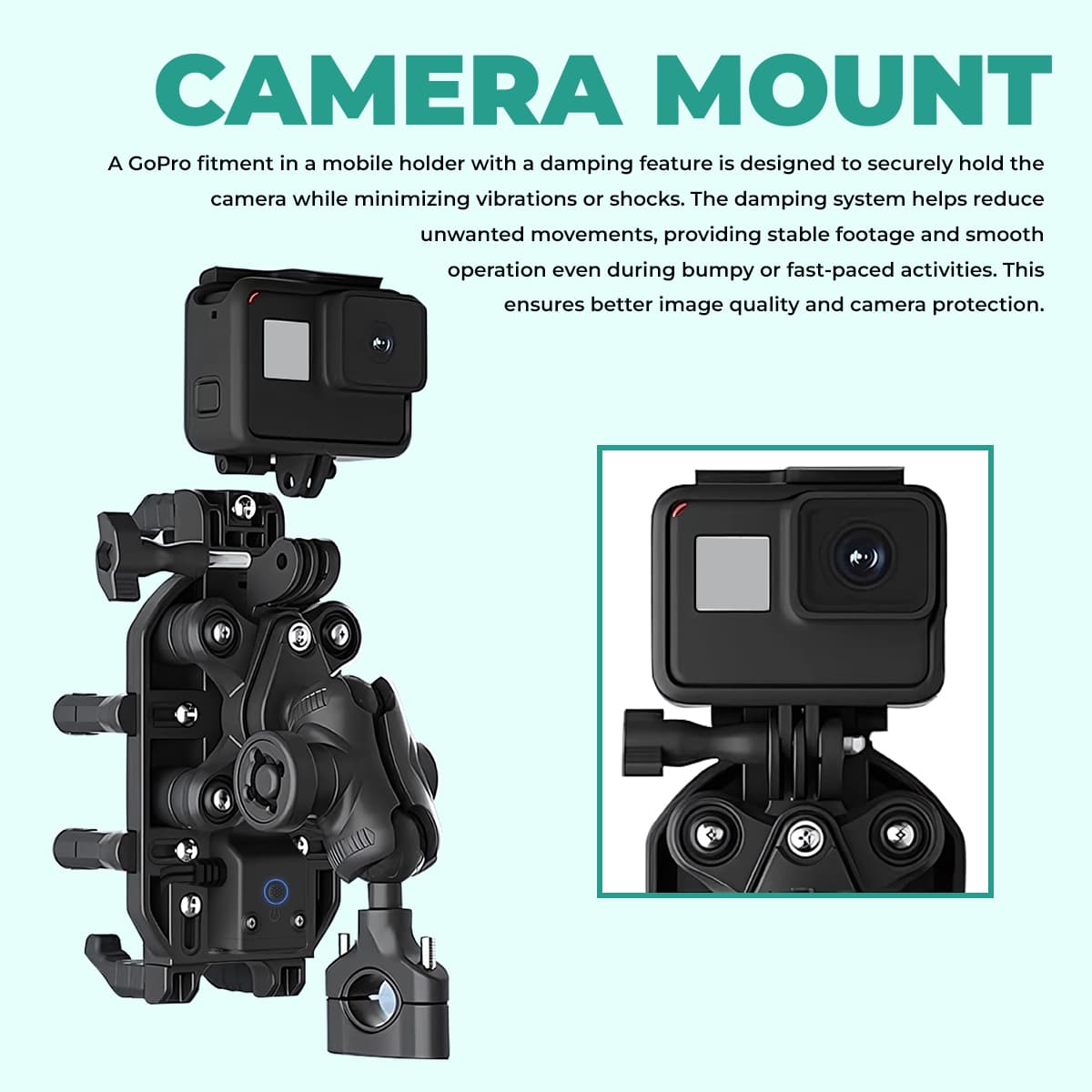 Simtac Octo Grip Pro Mobile Holder with Wireless Charging & Vibration Damper (MH03WC-PRO)