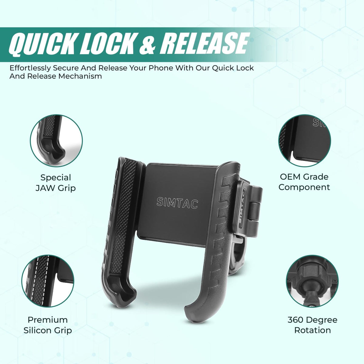 Simtac Quick Lock Jaw Grip Mobile Holder (JQL1)