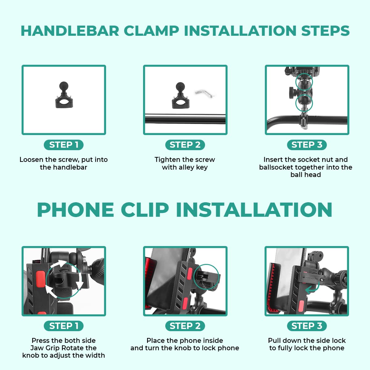 Simtac Quick Lock Jaw Grip Pro+ Mobile Holder with Charger & Vibration Damper (JQLC2-PRO)