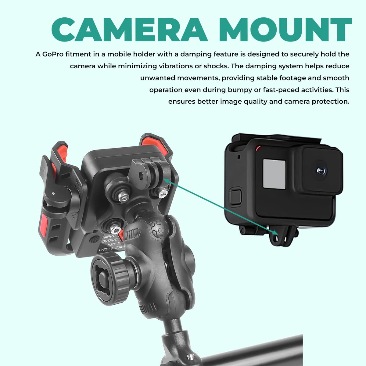 Simtac Quick Lock Jaw Grip Pro+ Mobile Holder with Charger & Vibration Damper (JQLC2-PRO)