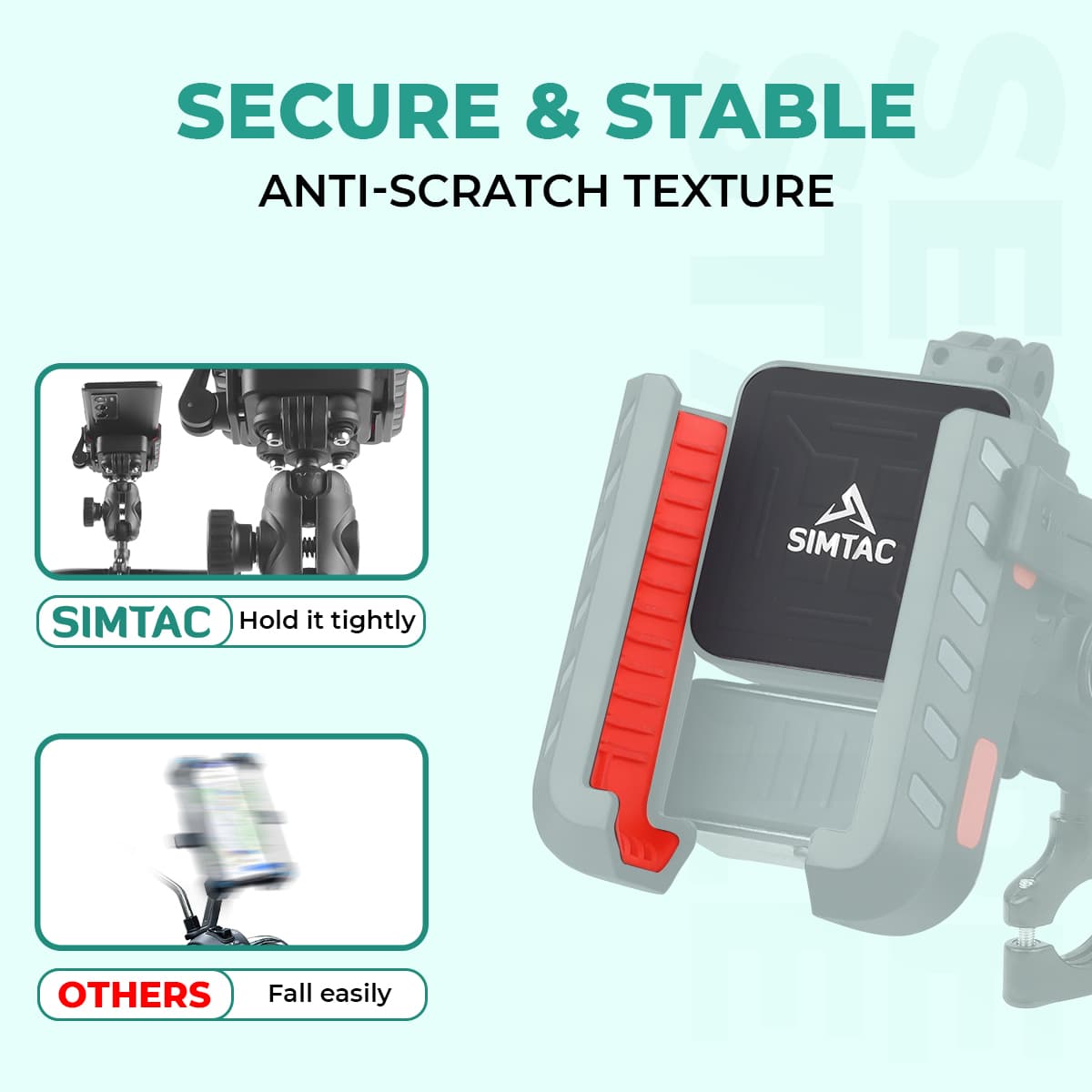 Simtac Quick Lock Jaw Grip Pro+ Mobile Holder with Charger & Vibration Damper (JQLC2-PRO)