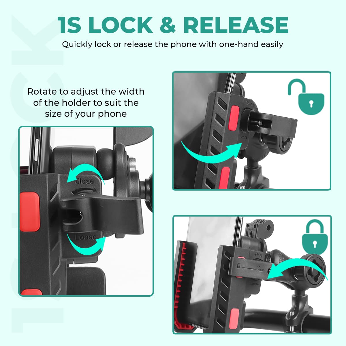 Simtac Quick Lock Jaw Grip Pro+ Mobile Holder with Charger & Vibration Damper (JQLC2-PRO)