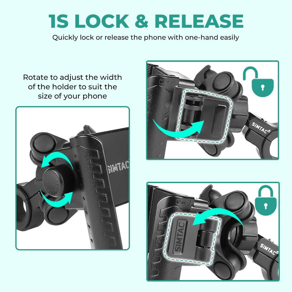 Simtac Quick Lock Jaw Grip Pro Mobile Holder with Vibration Damper (JQL1-PRO)