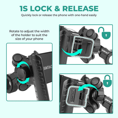 Simtac Quick Lock Jaw Grip Pro Mobile Holder with Vibration Damper (JQL1-PRO)
