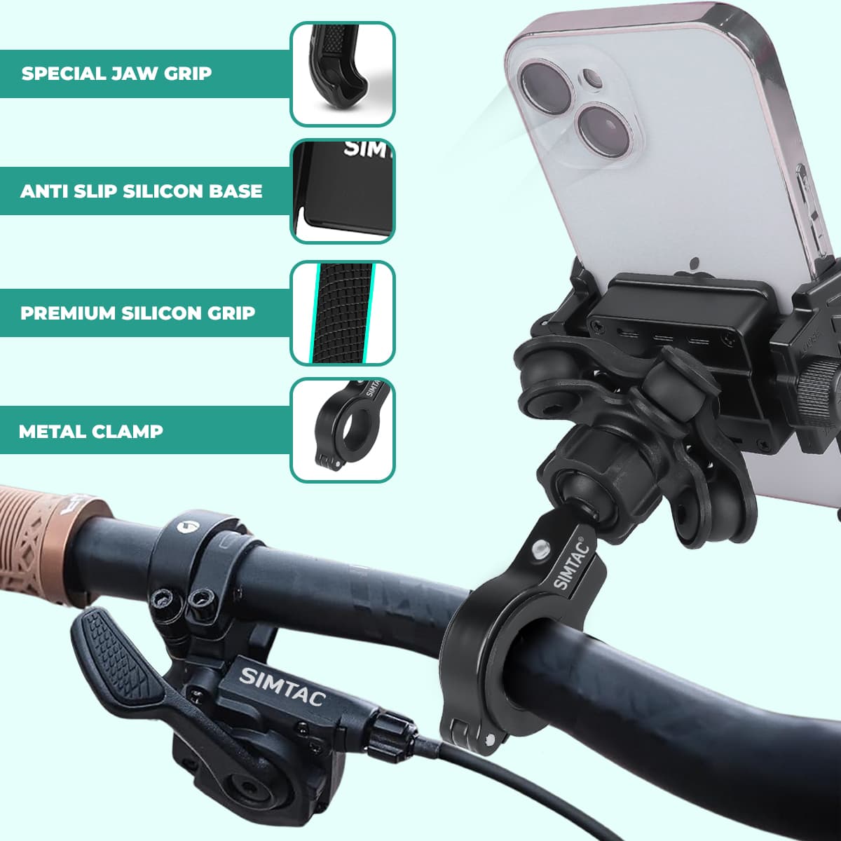 Simtac Quick Lock Jaw Grip Pro Mobile Holder with Vibration Damper (JQL1-PRO)