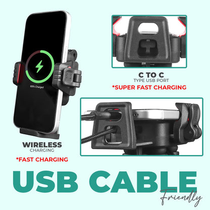 Simtac Quick Lock Super Grip Pro+ Mobile Holder with Charging & Vibration Damper (SQL2-WC-PRO)