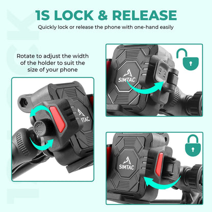 Simtac Quick Lock Super Grip Pro+ Mobile Holder with Charging & Vibration Damper (SQL2-WC-PRO)