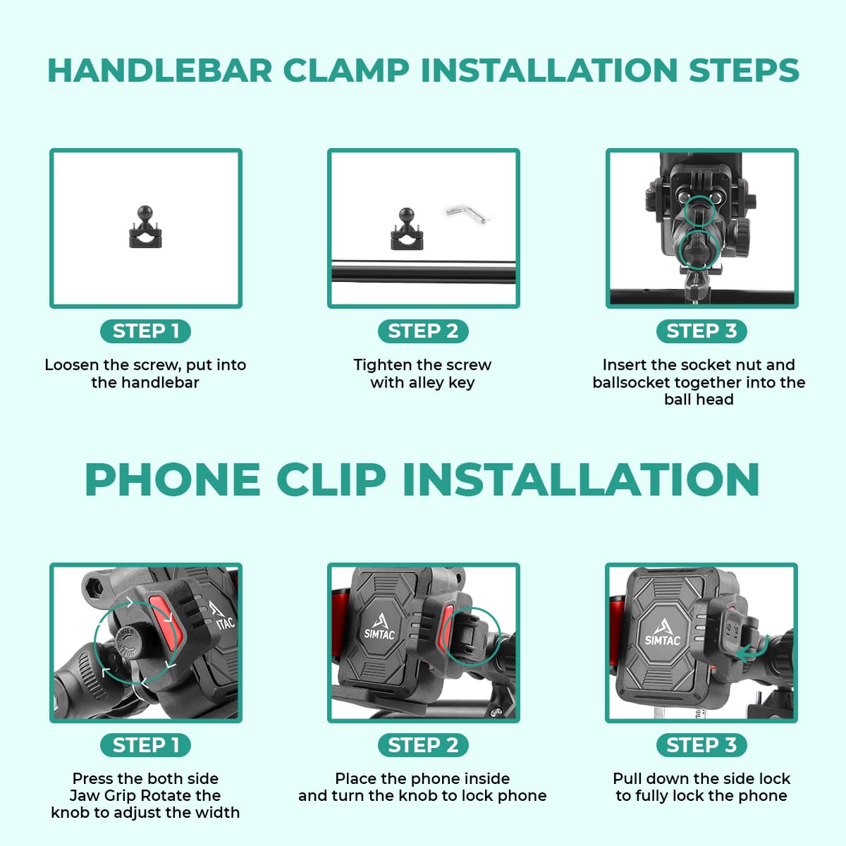 Simtac Quick Lock Super Grip Pro+ Mobile Holder with Vibration Damper (SQL2-PRO)