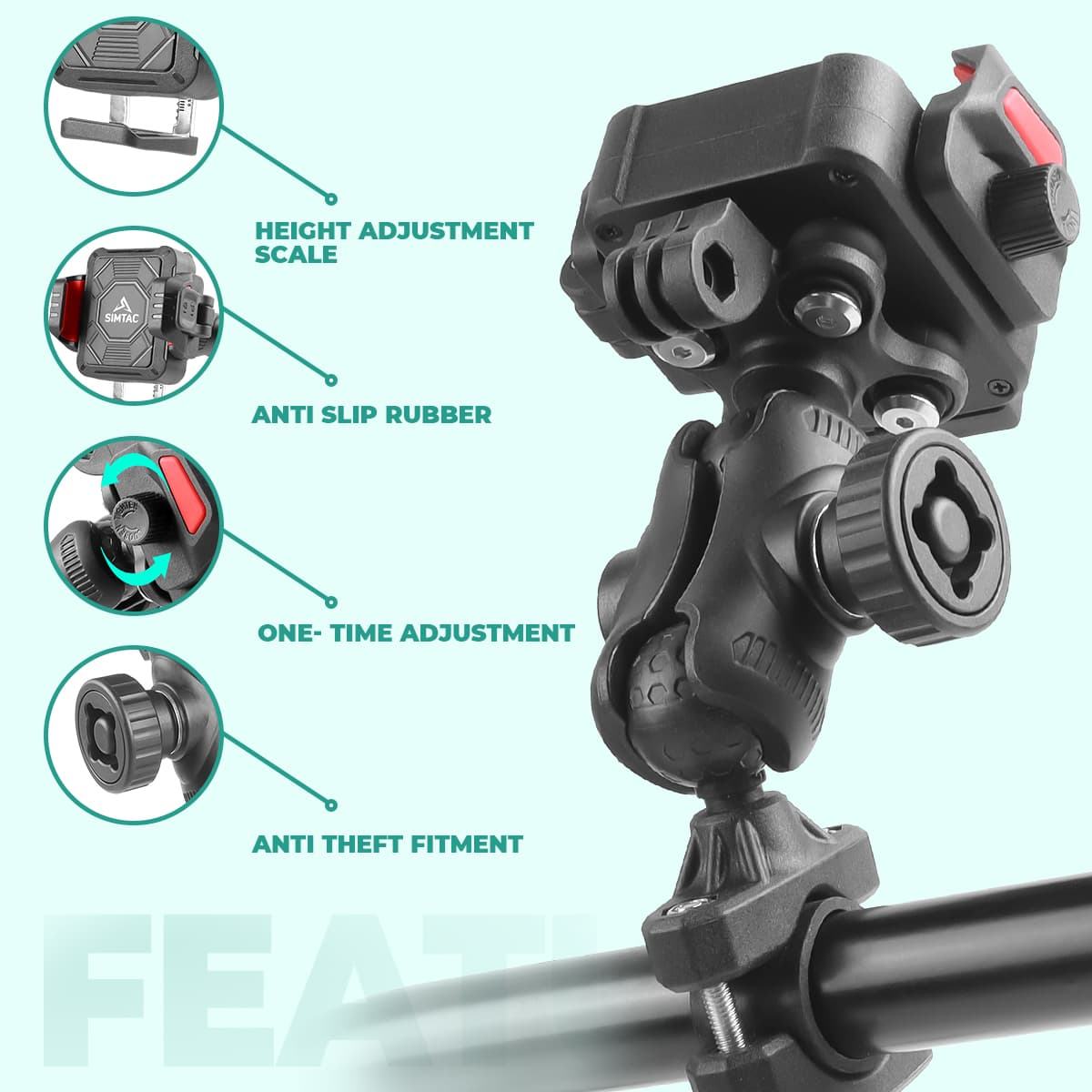 Simtac Quick Lock Super Grip Pro+ Mobile Holder with Vibration Damper (SQL2-PRO)