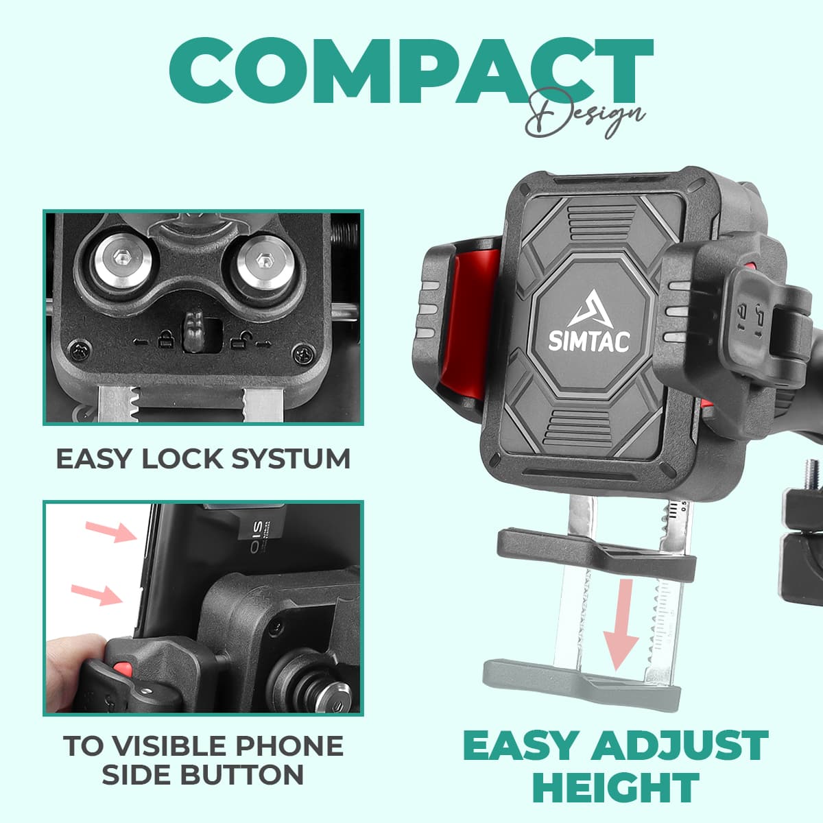 Simtac Quick Lock Super Grip Pro+ Mobile Holder with Vibration Damper (SQL2-PRO)