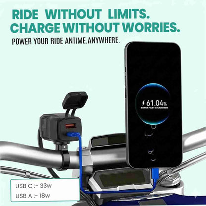 Simtac RapidRide Lite Dual Port Bike Charger (USB-A + Type-C) Fast Charging - UAC51W-LITE