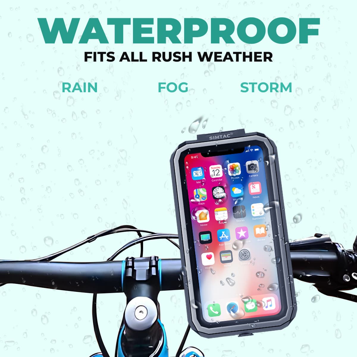 Simtac Splash Guard X Waterproof Mobile Holder with Vibration Damper (MHWP-PRO)