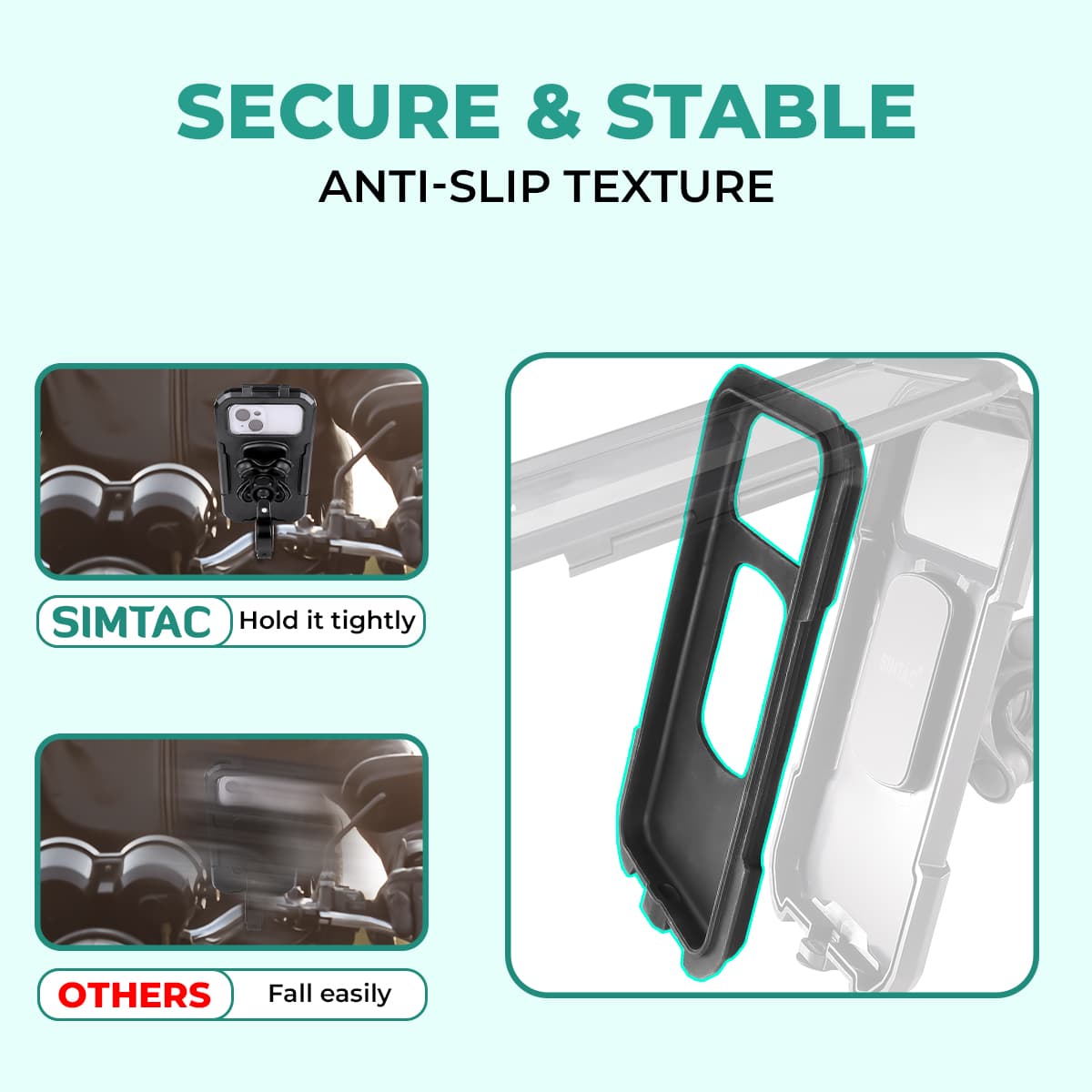 Simtac Splash Guard X Waterproof Mobile Holder with vibration damper and wireless charger (MHWPWC-PRO)