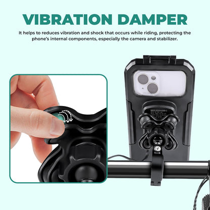 Simtac Splash Guard X Waterproof Mobile Holder with vibration damper and wireless charger (MHWPWC-PRO)