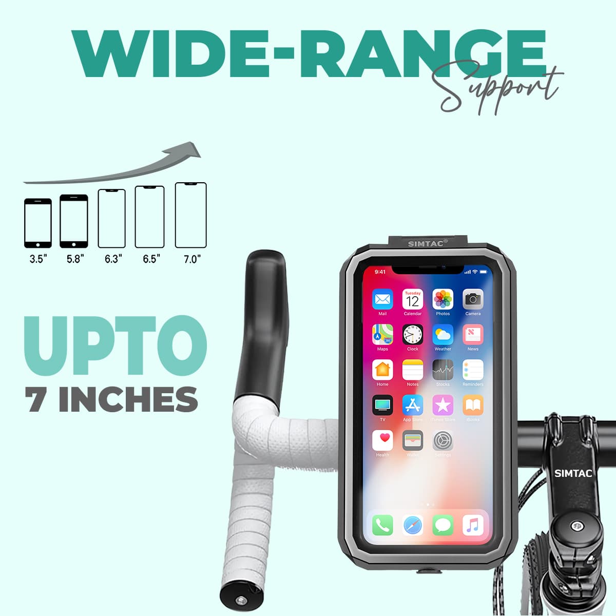 Simtac Splash Guard X Waterproof Mobile Holder with vibration damper and wireless charger (MHWPWC-PRO)