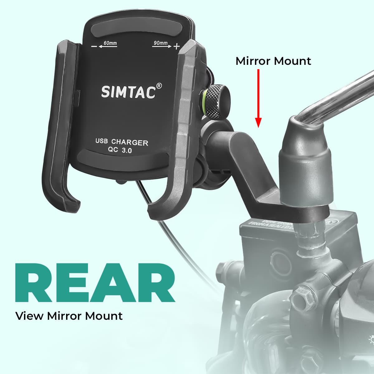 Simtac Super Grip Pro Mobile Holder with USB-A charger & Vibration Damper (MHC3-PRO)