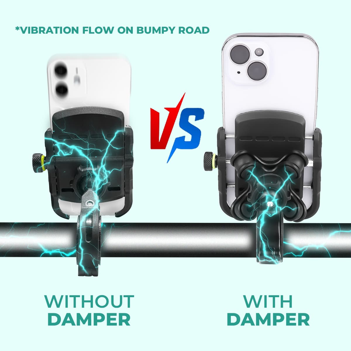 Simtac Super Grip Pro Mobile Holder with USB-A charger & Vibration Damper (MHC3-PRO)