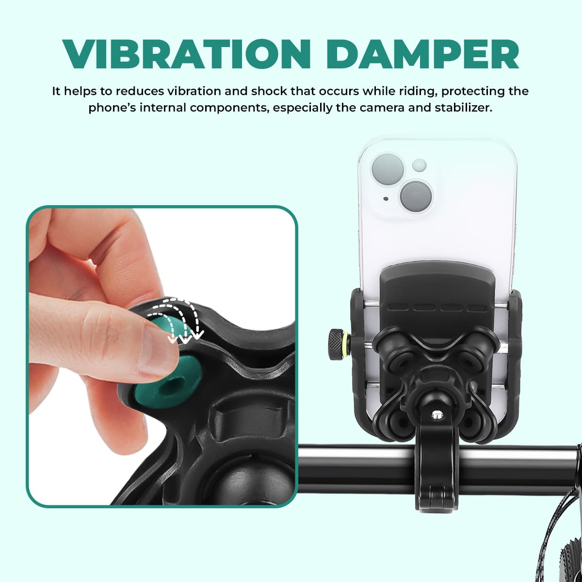 Simtac Super Grip Pro Mobile Holder with USB-A charger & Vibration Damper (MHC3-PRO)