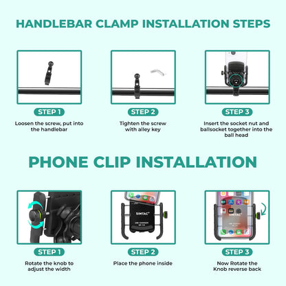 Simtac Super Grip Pro Mobile Holder with USB-A charger & Vibration Damper (MHC3-PRO)