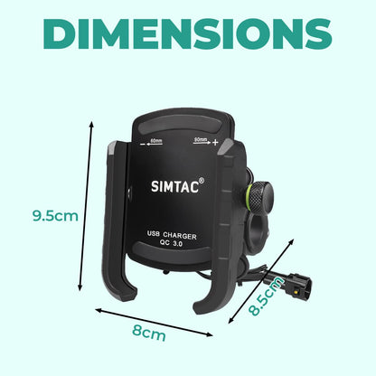 Simtac Super Grip Pro Mobile Holder with USB-A charger & Vibration Damper (MHC3-PRO)