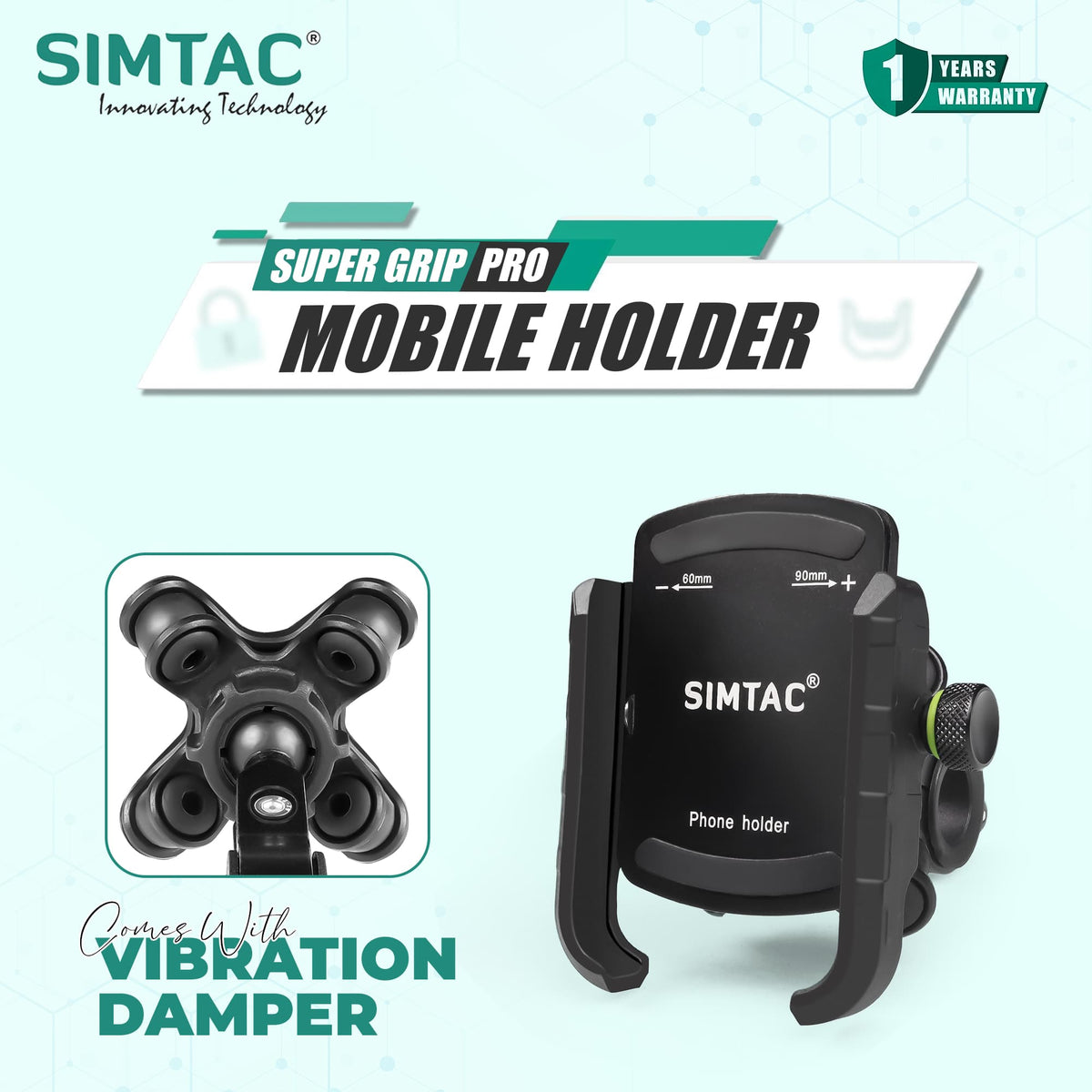 Simtac Super Grip Pro Mobile Holder with Vibration Damper (MH01-PRO)
