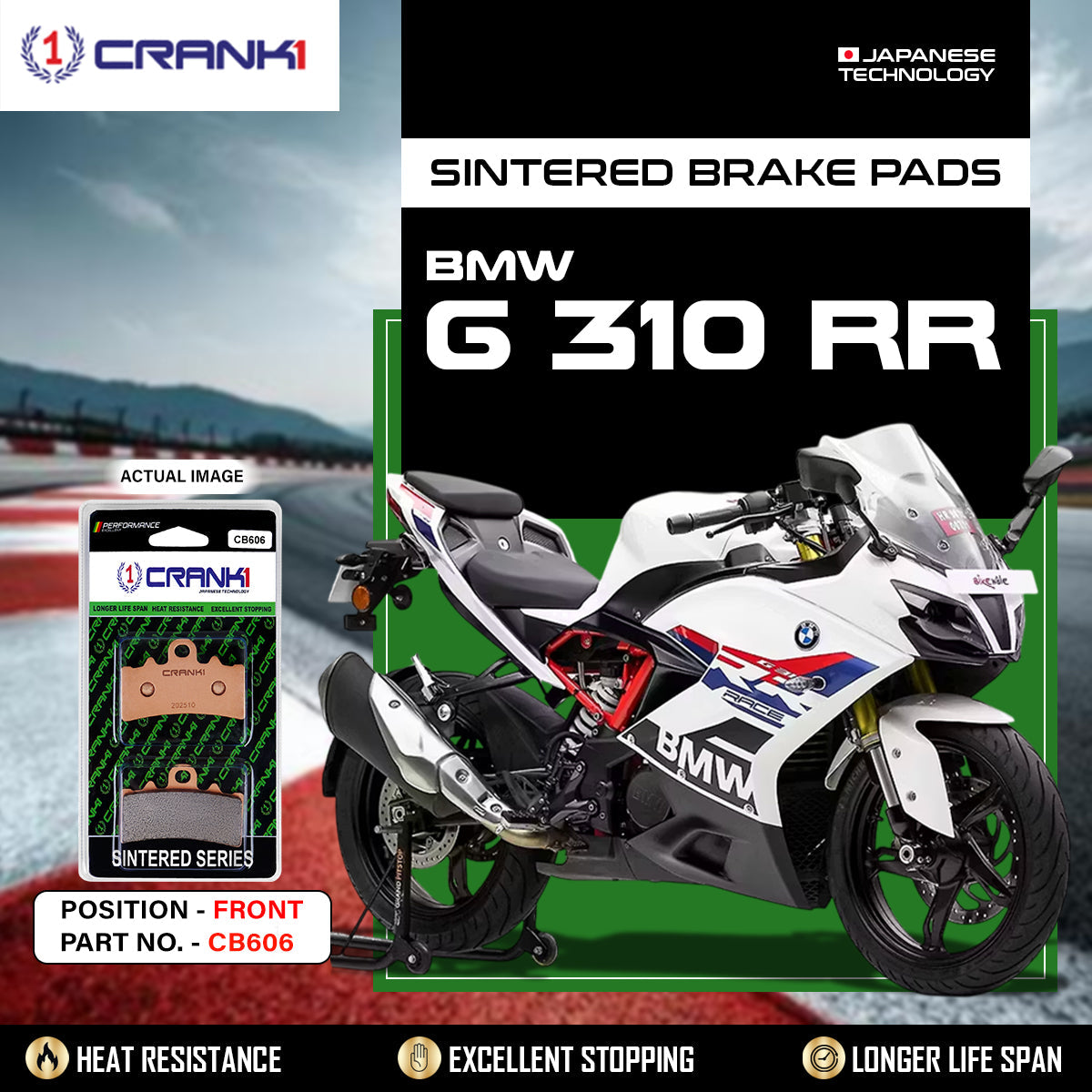 Sintered Brake Pads For BMW G 310 RR - Front - CB606 - 1 Set - CRANK1