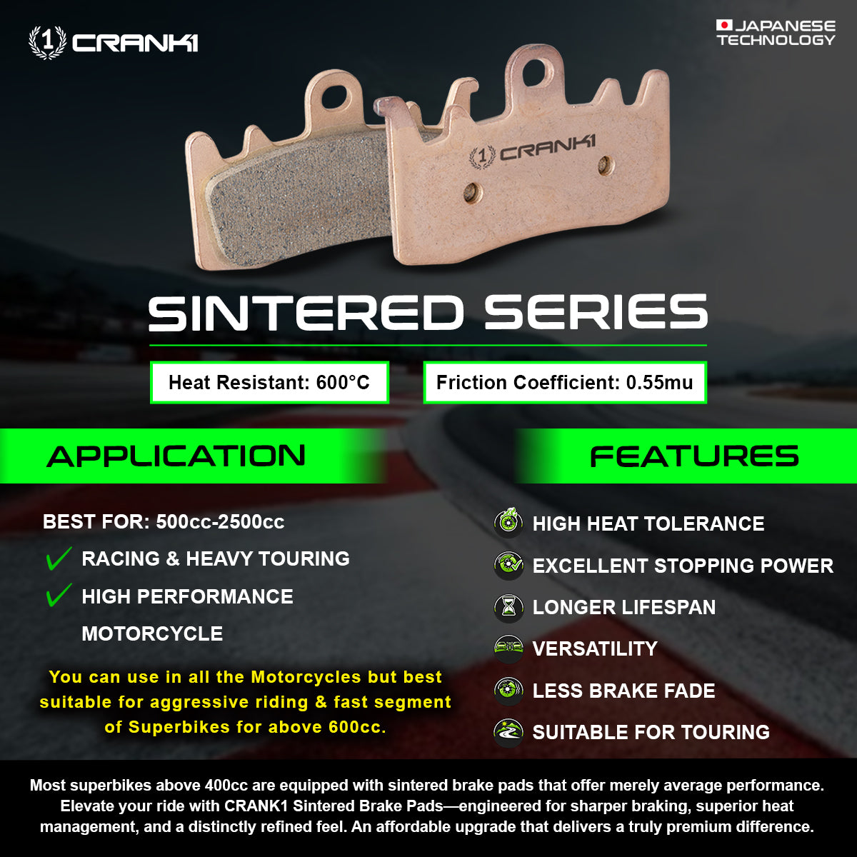 Sintered Brake Pads For BMW R 1300 GS (2023 Onwards) - Front - CB977 - 2 Sets - CRANK1