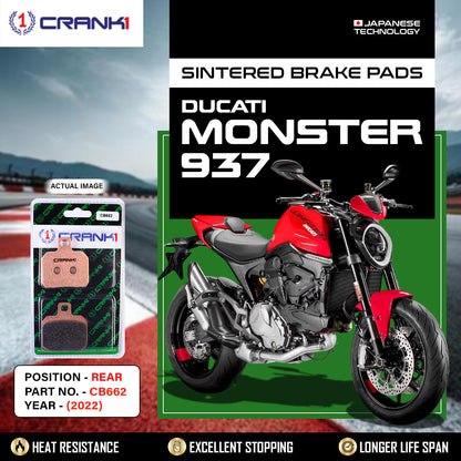 Sintered Brake Pads For Ducati Monster 937 (2022) - Rear - CB662 - 1 Set - CRANK1