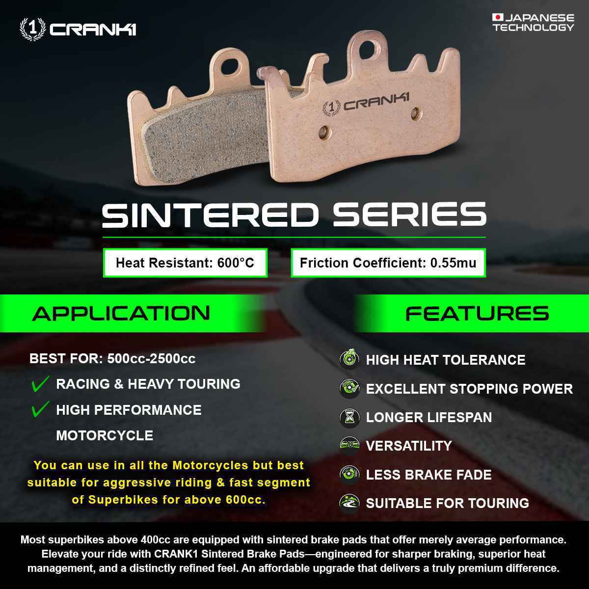 Sintered Brake Pads For Royal Enfield Himalayan 411 - Front - CB181 - 1 Set-CRANK1