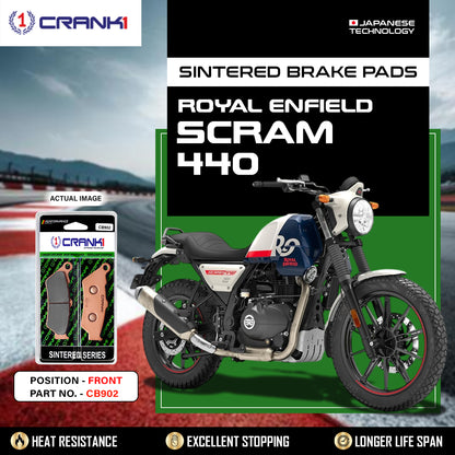 Sintered Brake Pads For Royal Enfield Scram 440 - Front - CB902 - 1 Set - CRANK1