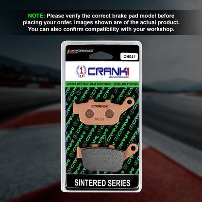 Sintered Brake Pads For TVS Apache RTX 300 (2025 Onwards) - Rear - CB041 - 1 Set - CRANK1