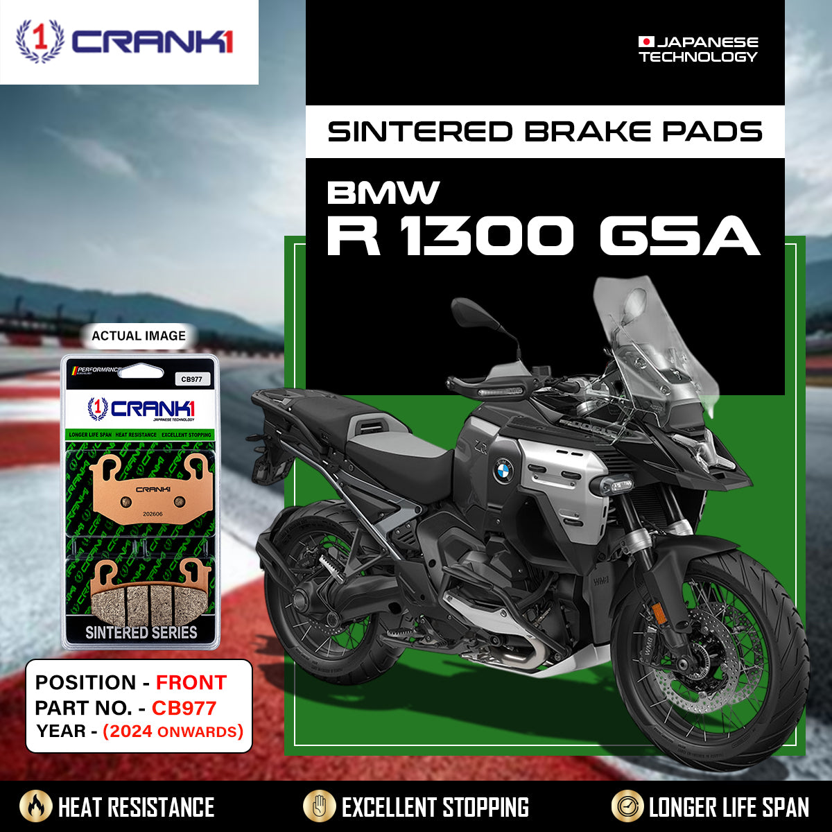 Sintered Brake Pads For BMW R 1300 GSA (2024 Onwards) - Front - CB977 - 2 Sets - CRANK1