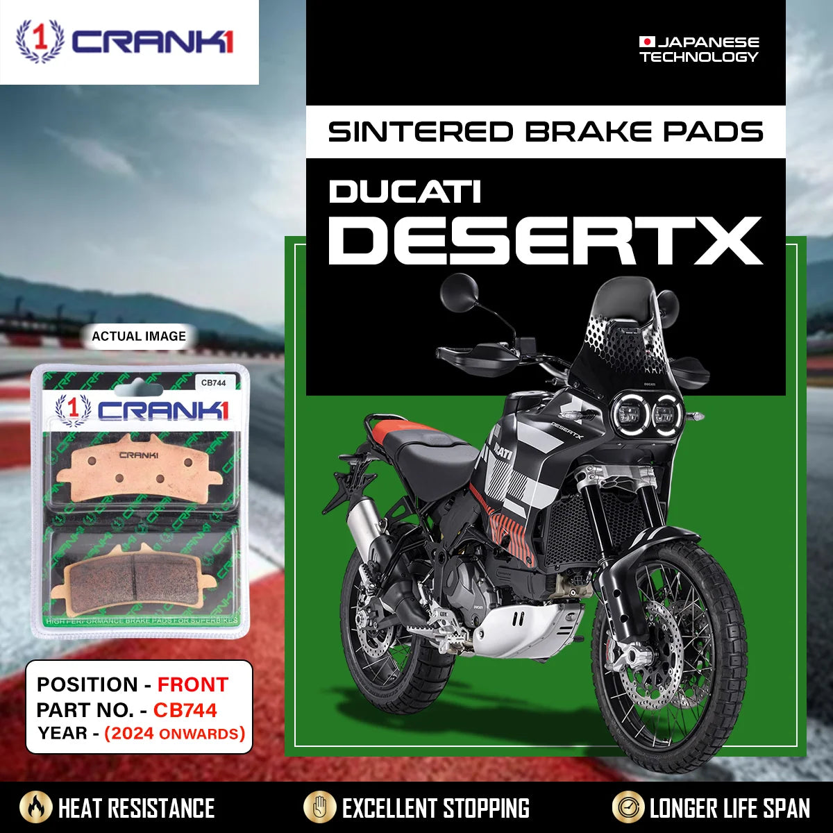 Sintered Brake Pads For Ducati DesertX (2024 Onwards) - Front - CB744 - 2 Sets - CRANK1