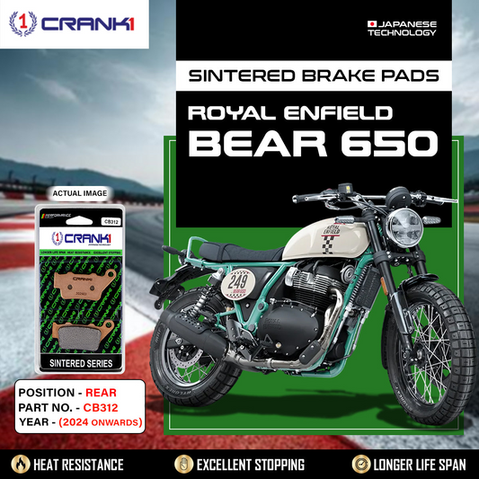 Sintered Brake Pads For Royal Enfield Bear 650 (2024 Onwards) - Rear - CB312 - 1 Set - CRANK1
