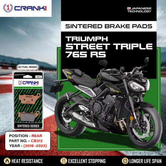 Sintered Brake Pads For Triumph Street Triple 765 RS (2018-2022) - Rear - CB312 - 1 Set - CRANK1