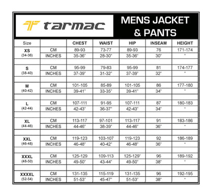 Size Chart for Tarmac Jackets