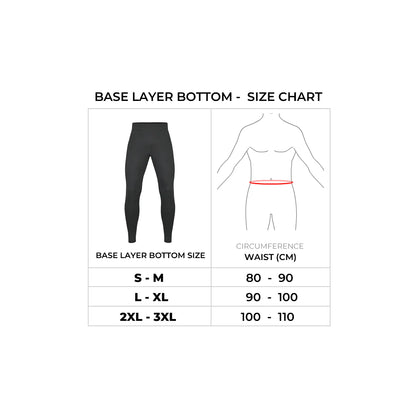 Size Chart for ViaTerra B100 BASE LAYER - BOTTOM