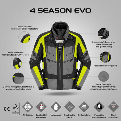 Spidi 4Season Evo Jacket - Black Yellow