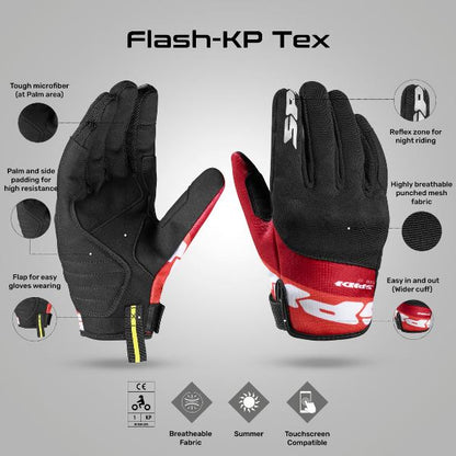 Spidi Flash-KP Gloves - Black Red