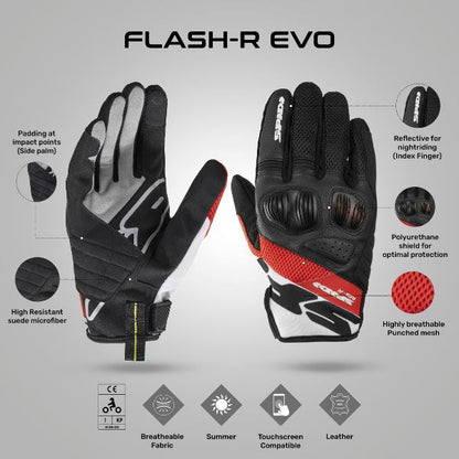 Spidi Flash R Evo Gloves - Black Red