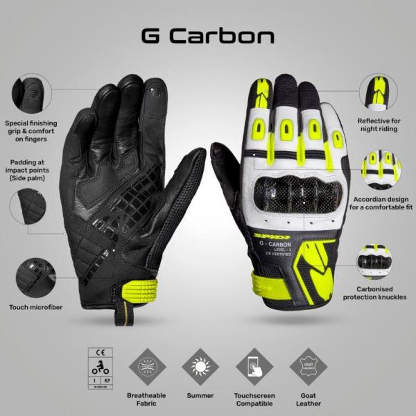 Spidi G Carbon Gloves - Black Fluo Yellow