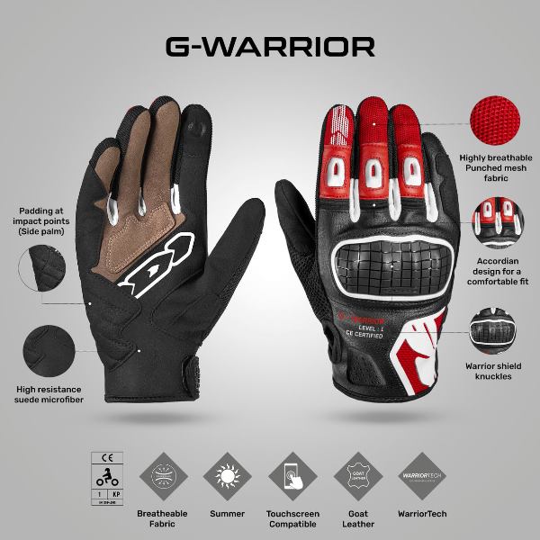 Spidi G-Warrior Gloves - Black Red