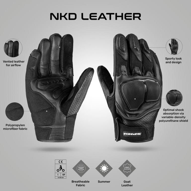 Spidi NKD Leather Gloves - Black