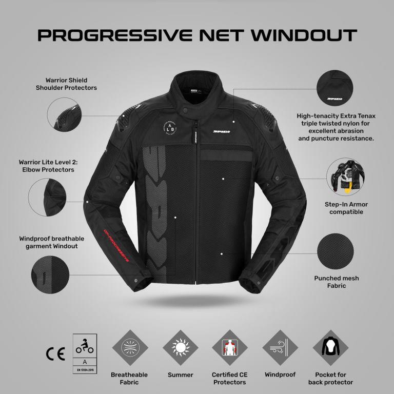 Spidi Progressive Net Windout Jacket - Black