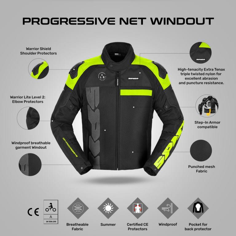 Spidi Progressive Net Windout Jacket - Black Yellow